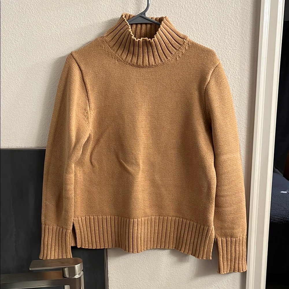 J. Crew Camel Cotton Turtleneck Neck Sweater